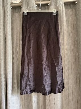 Babaton Dark Brown Satin Midi Skirt